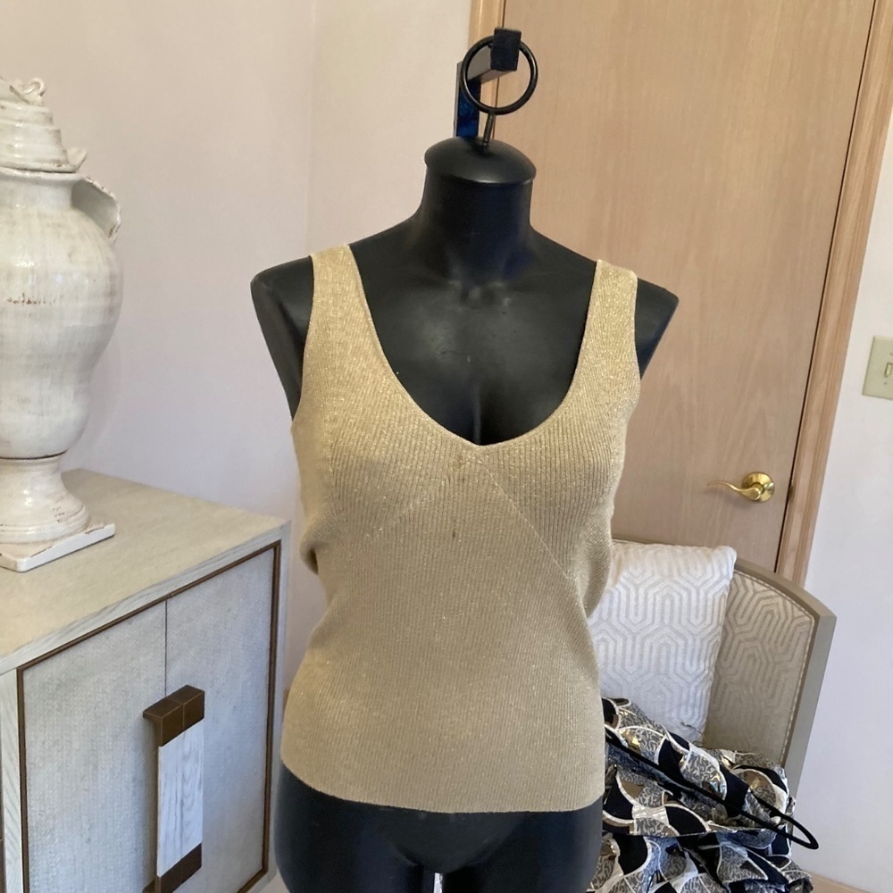 𝅺GOLD shell.  Fabric is silk, cashmere, metallic blend